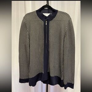 Misook full zip navy & beige top | size Large